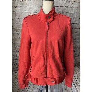 Harley Davidson Women’s Orange Zip Fleece Jacket Womens M Biker Casual